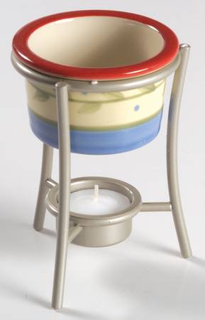 Napoli (Stoneware) Butter Warmer W/Cup & Metal Stand