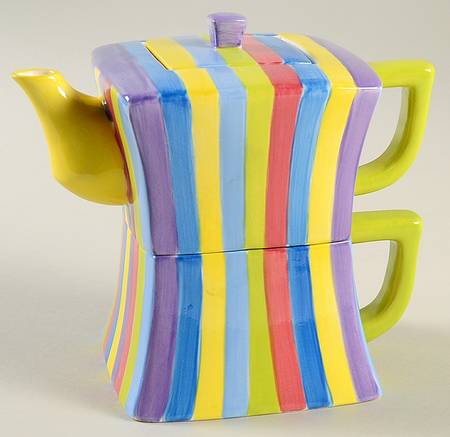 Cabana Stripe Individual Teapot & Lid with Cup