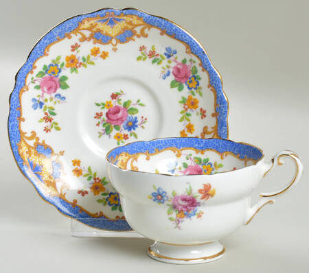 Plymouth (Blue) Footed Cup & Saucer Set