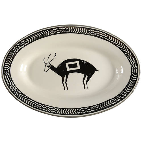 Ancient Mimbreno Black (Replica) 9" Oval Serving Platter