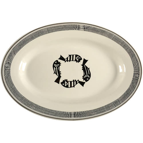 Ancient Mimbreno Black (Replica) 12" Oval Serving Platter