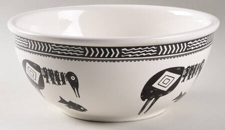 Ancient Mimbreno Black (Replica) 10" Large Salad Serving Bowl