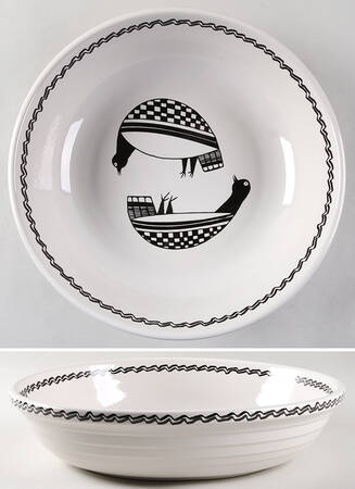 Ancient Mimbreno Black (Replica) 13" Pasta Serving Bowl
