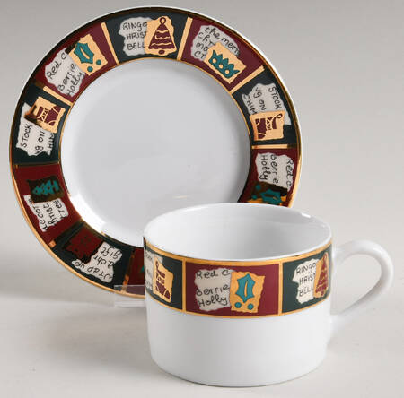 Yuletide Greetings Flat Cup & Saucer Set