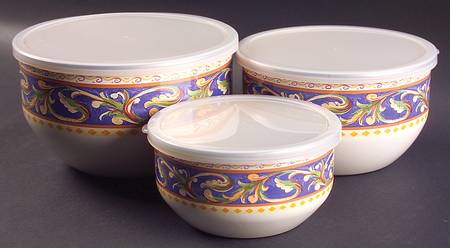Villa Della Luna (3 Pc) Metal Bowl Set & Lid (5 7/8",7",7 3/4")