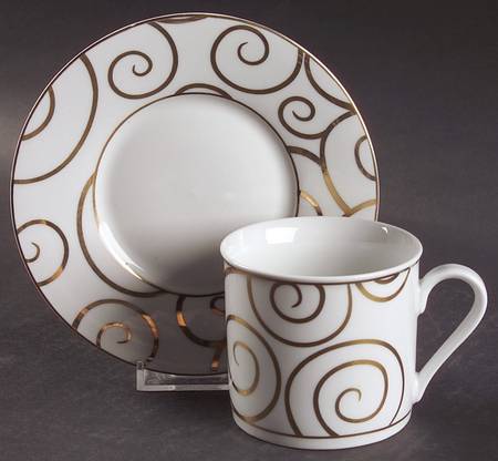Gold Swirl (Porcelain) Flat Cup & Saucer Set