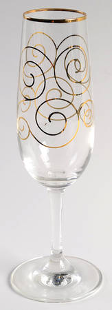 Gold Swirl (Porcelain) Glassware Champagne Flute