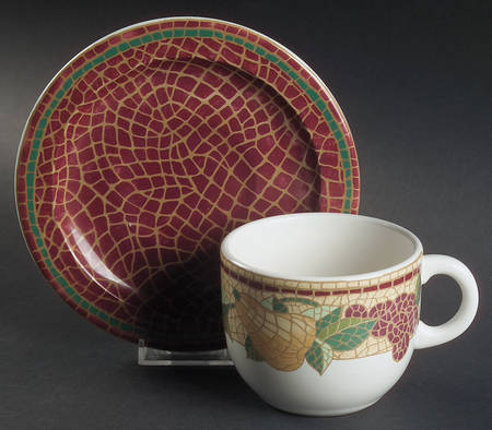 Mosaic Fruit Flat Cup & Saucer Set