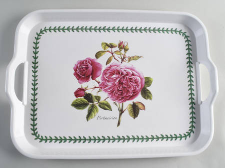 Botanic Roses 17" Rectangular Handled Serving Melamine Tray