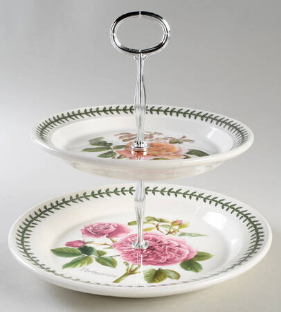 Botanic Roses 6 5/8"-10"  2 Tiered Serving Tray (Dp, Sp) HC