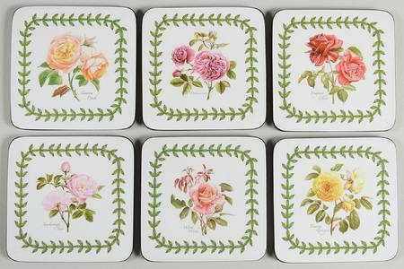 Botanic Roses Square Corkback Coaster - Set of 6 Motifs 7-12