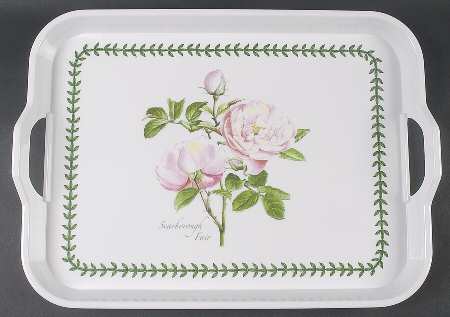 Botanic Roses 17" Rectangular Handled Serving Melamine Tray