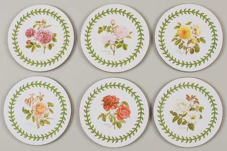 Botanic Roses Corkback Round Coaster - Set of 6
