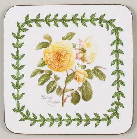 Botanic Roses Square Corkback Coaster
