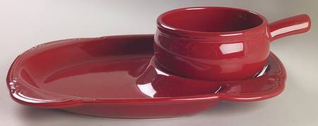 Winterberry Ruby (Red) Snack Set with 11" (SNTR11) Tray & Stick Handle Soup (SOH)