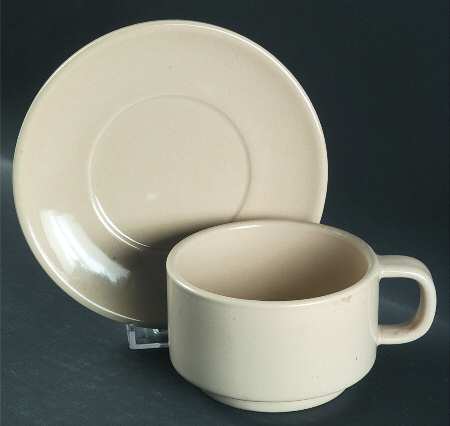 Compatibles Butter Cream Flat Cup & Saucer Set