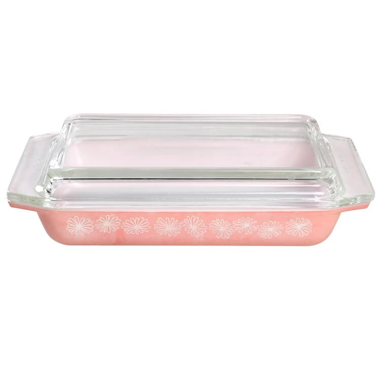 Pink Daisy 1.25 Qt Rectangular Covered Casserole