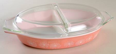 Pink Daisy 12" Oval Covered Divided Vegetable (ODV12 Base)