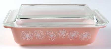 Pink Daisy 2 Quart Rectangular Covered Casserole