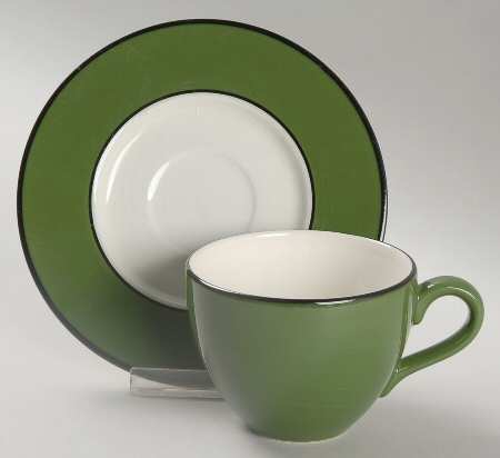 Spa Olive Green Flat Cup & Saucer Set