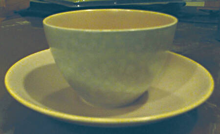 Twintone Gray Salmon Flat Cup & Saucer Set
