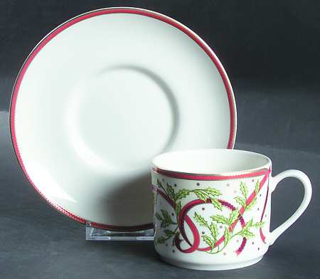 Winter Festival (On White) Flat Cup & Saucer Set
