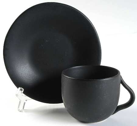 Ellipse Black Flat Cup & Saucer Set