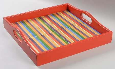 Santa Fe Square Wood Tray with Tile Insert