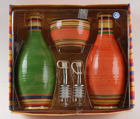 Santa Fe 5 Piece Dipping Set(2 Motif Oil/Vinegars&Dip Bowl)