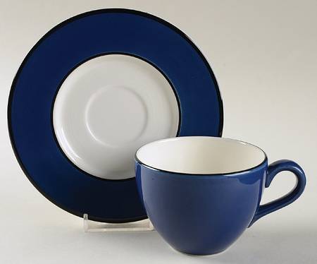 Spa Blueberry (Black Trim) Flat Cup & Saucer Set