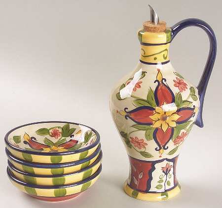 Vallarta Oil Jar & Drizzler with 4 Dipping Bowls