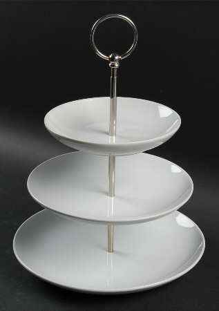 Great White Collection (Rim Shape) 3-Tiered Serving Tray (DP, SP, BB)