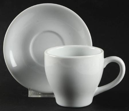 Great White Collection (Rim Shape) Flat Demitasse Cup & Saucer Set by Pottery Barn China