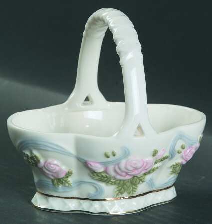 Rose Garland 5" Handled Basket