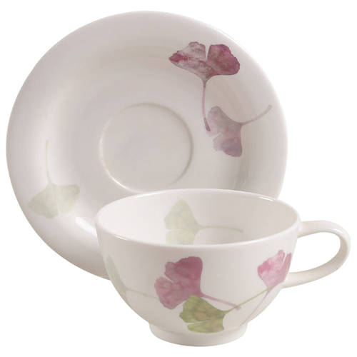 Ginkgo Purple Flat Cup & Saucer Set
