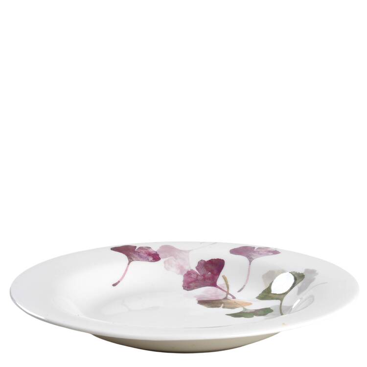 Ginkgo Purple Large Rim Soup Bowl