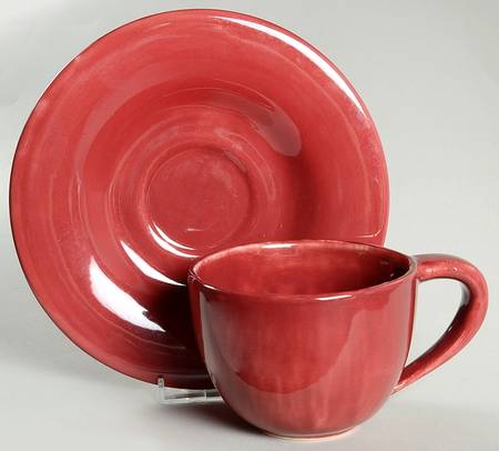 Sausalito Red Flat Cup & Saucer Set