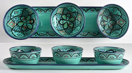 Kasara 3 Open Bowls & Tray Condiment Set