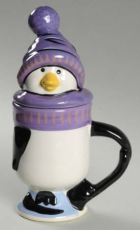 Penguin Skate Figural Mug & Lid