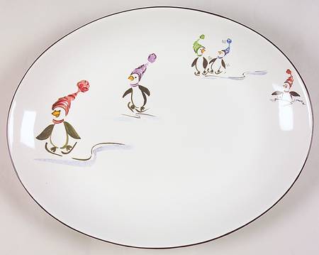 Penguin Skate 14" Oval Serving Platter