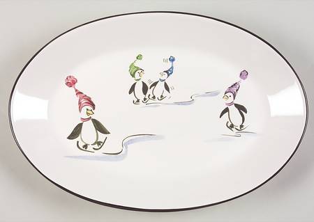 Penguin Skate 12" Oval Serving Platter