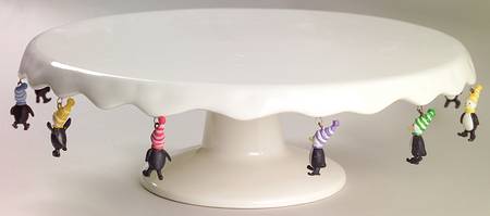 Penguin Skate 12" Diameter Pedestal Cake Stand