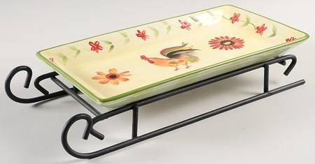 Daybreak Sled Server-11" Rectangular Tray W/Iron Sled Stand by Pfaltzgraff