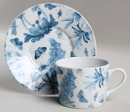 Botanic Blue Flat Cup & Saucer Set