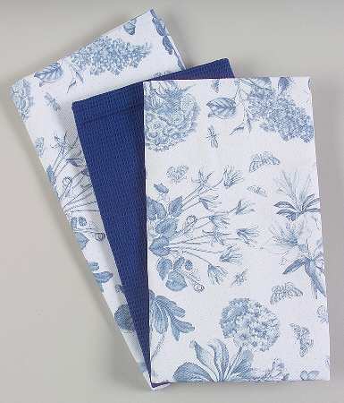 Botanic Blue Set of 3 Tea Towels (2 Tetom1 & 1 Tetom2)