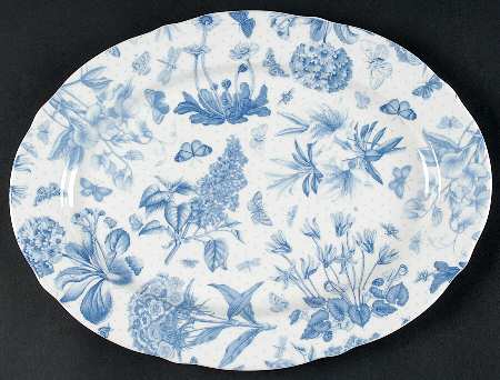 Botanic Blue 13" Oval Serving Platter