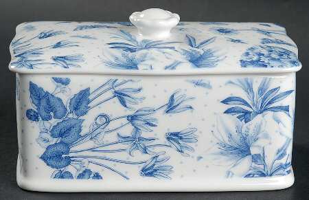 Botanic Blue Rectangular Covered Butter
