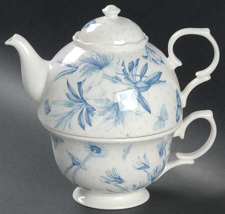 Botanic Blue Individual Teapot & Lid with Cup