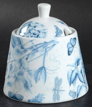 Botanic Blue Sugar Bowl & Lid