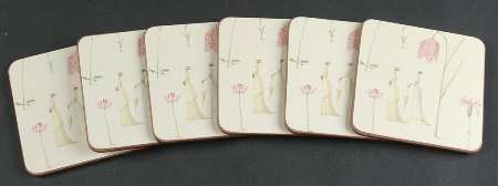 Up the Garden Path Square Corkback Coaster - Set of 6
